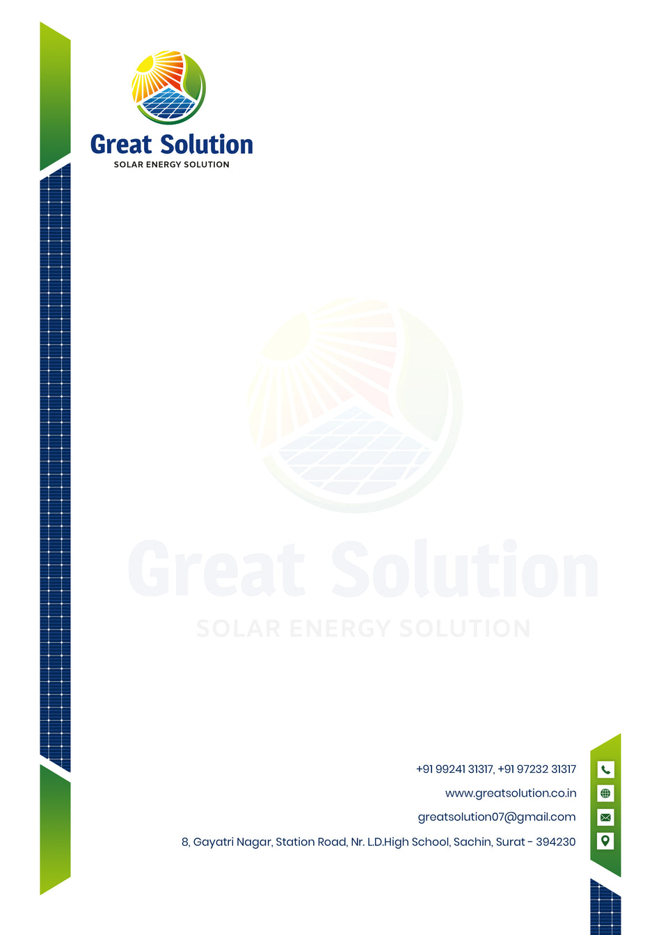 Custom Solar Company Letterhead Design | Print-Ready & Brand-Focused