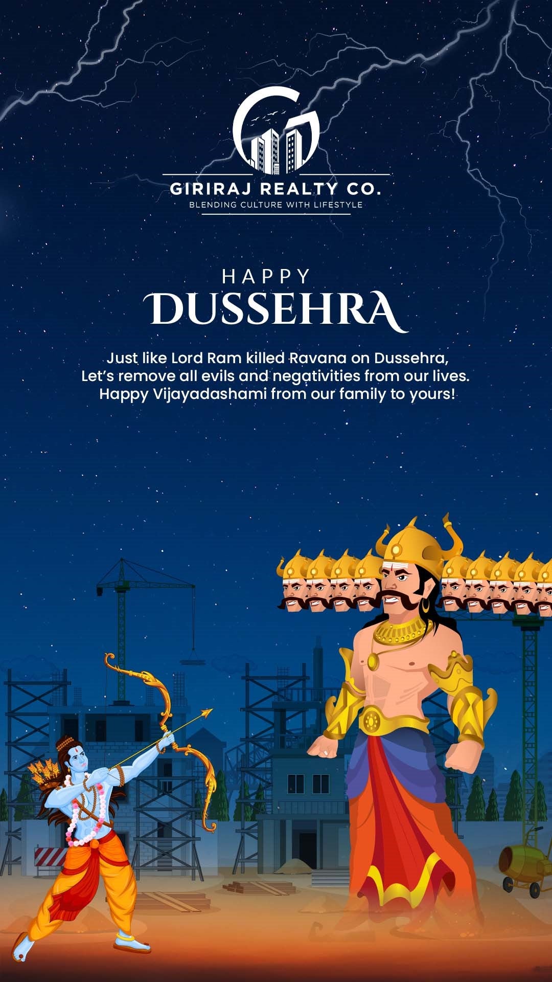 Real Estate Festival Post — Social Media Creative (Navratri • Dussehra • Diwali &amp; more)